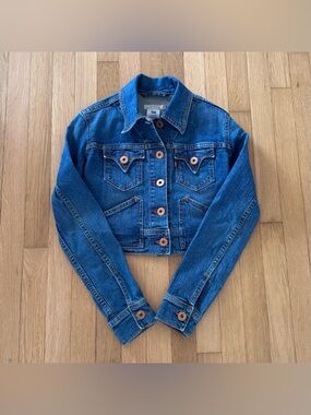 Vintage Levi’s Denim Jacket Cropped Y2K Jean Jacket Type 3 Small 2000s Womens